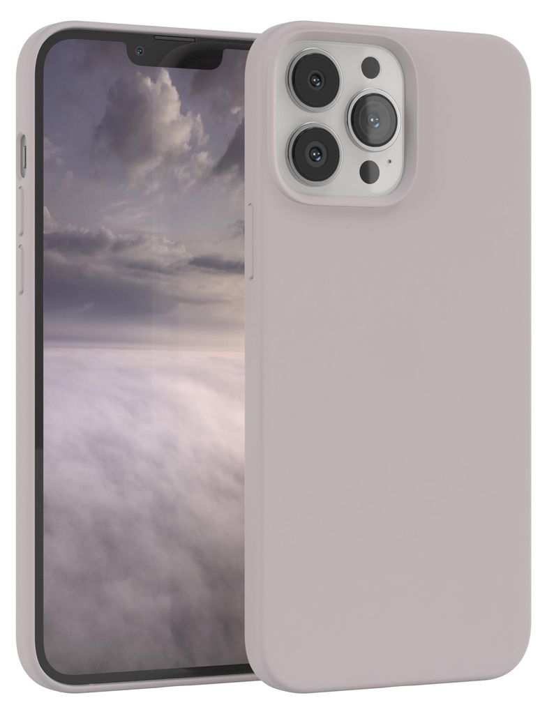 A pink iPhone 13 Pro Max case is shown next to the phone.