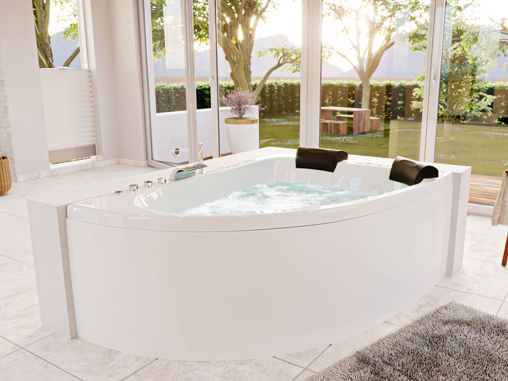 Royal XL 1800 rechts Premium Whirlpool Set (L/B/H) 180x130x70cm : Mit Armaturen Varianten: Mit Armaturen