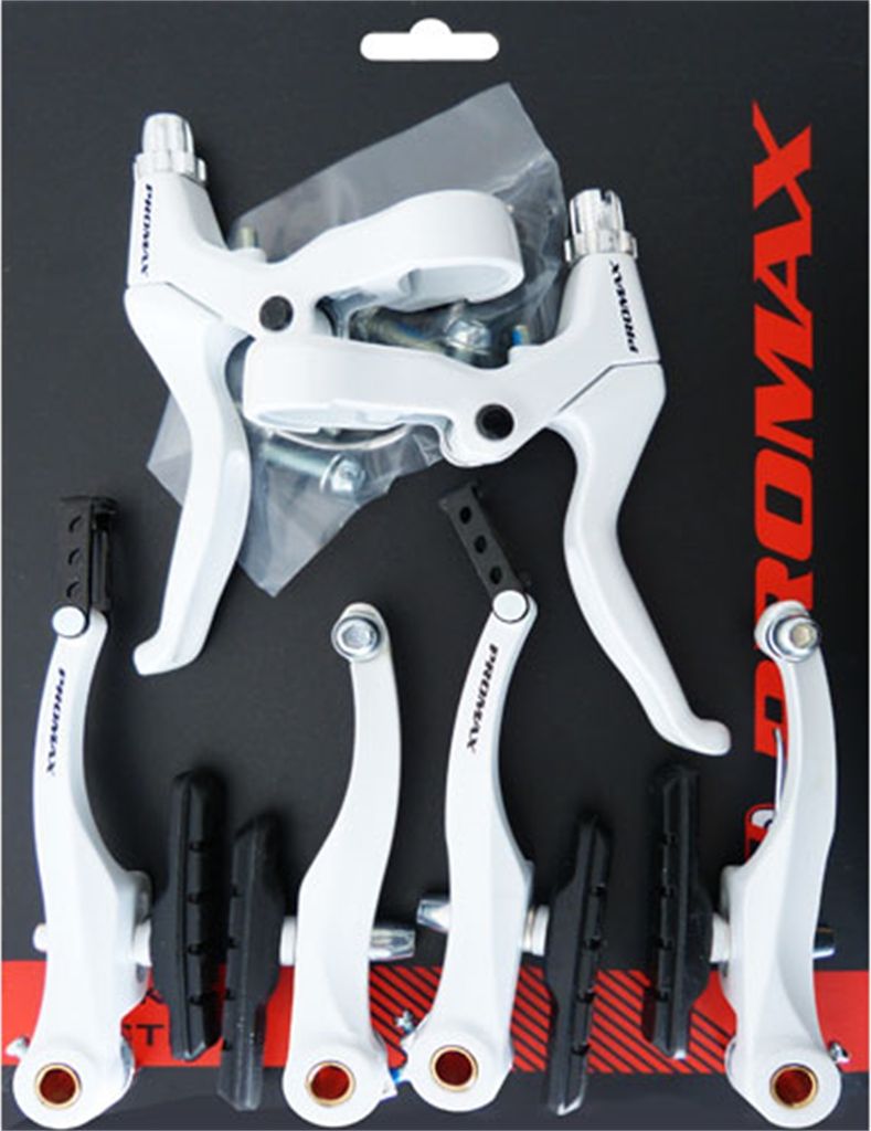 Promax Bremsenset V-Brake mit Bremshebeln vorne hinten weiß Produktbild 