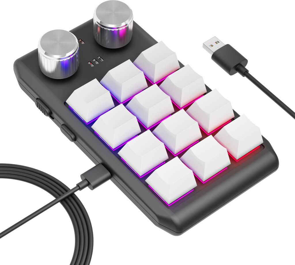 Kabellose Einhand-Gaming-Tastatur, benutzerdefinierte Makro-Tastatur, 12-Tasten-uwBT-Rotschalter, Hot-Swap-faehig fuer Gaming und Design, benutzerd...