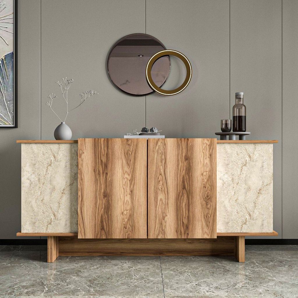 Skye Decor, Diana - Travertine, Walnut, Konsole, Travertin, Produktbild 