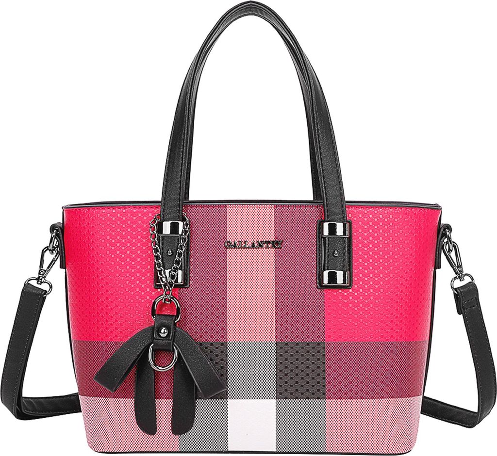 Gallantry, Mini-Shopper Damen kariert mit Schulterriemen, Rosa