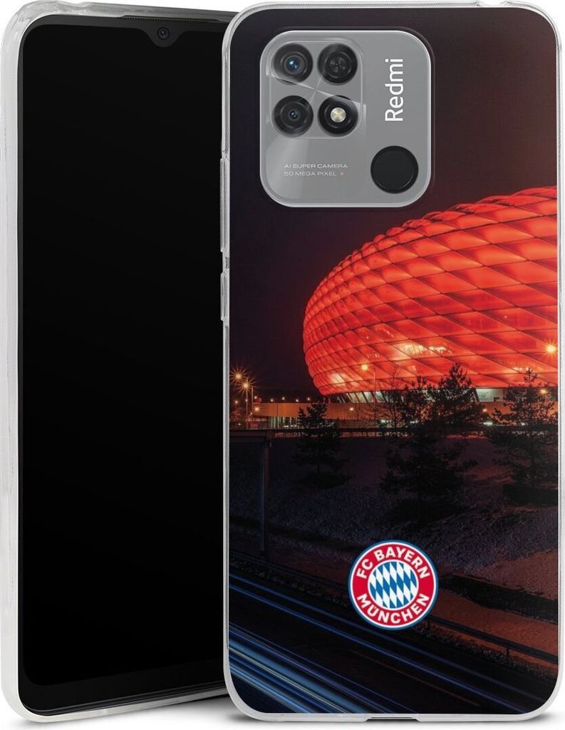 DeinDesign Slim Hülle für Xiaomi Redmi 10C Silikon Case Ultra Dünn Handyhülle FC Bayern München FCB Stadion