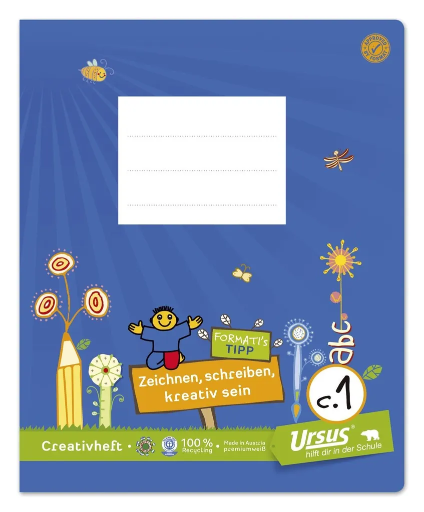 Cahier créatif 100g/qm Formati C.1 avec lignage 6mm pour l'école primaire