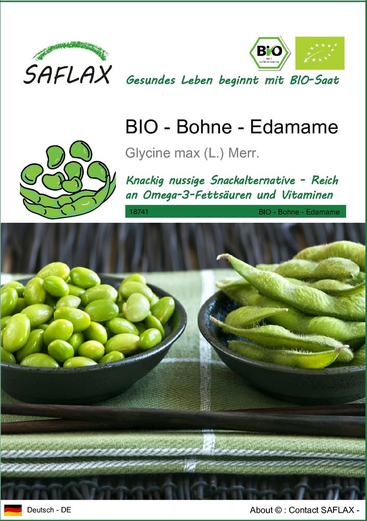 SAFLAX - BIO - Bohne - Edamame - 8 Samen - Glycine