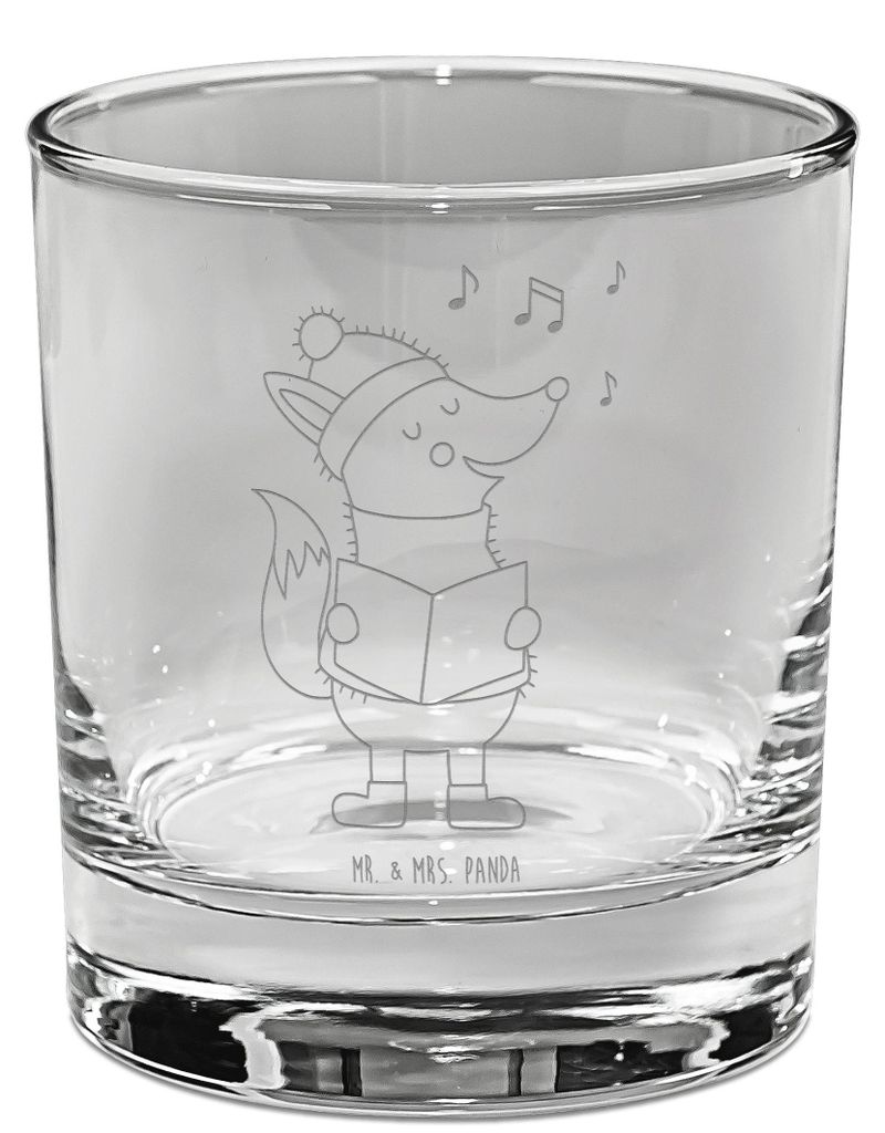 Mr. & Mrs. Panda Tumbler Fuchs Sänger - Transparent - Geschenk, Weihnachten, Singen, Rocks Glas, Scotch, Winter, Heiligabend, Whiskyglas, Weihnach...