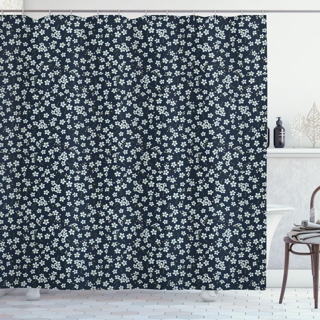 ABAKUHAUS Gänseblümchen Duschvorhang, Nettes Forget-Me-Not Blumen Kamille blüht Garten Liebes-Muster, 175 x 200 cm, Baby Blue Petrol Blau