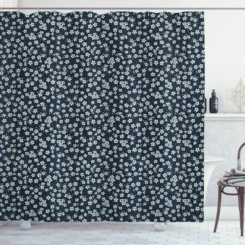 Tenda Doccia Zen Margherite ABAKUHAUS 175x200 Azzurro Petrolio Relax