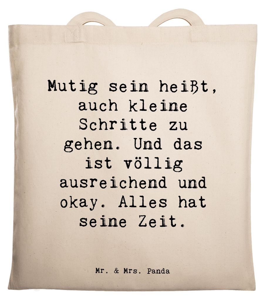 Mr. & Mrs. Panda Shopping Tasche Spruch Selbstvertrauen stärken - Transparent - Geschenk, Selbstliebe, Tote Bag, Fortschritt, Schultasche, Zuversi...
