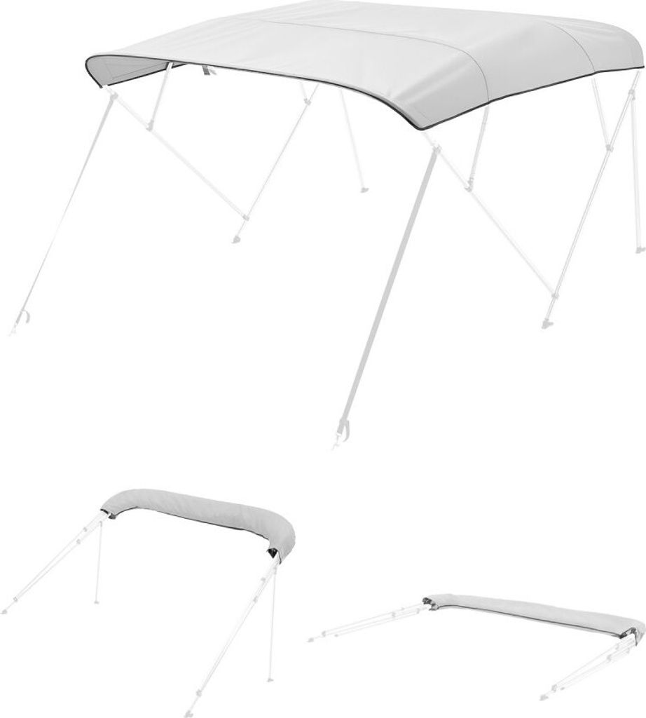 Ersatz-Bootsverdeck Bootsmarkise Bimini Top 246-262cm Hellgrau - Beschattungslösung für Boote