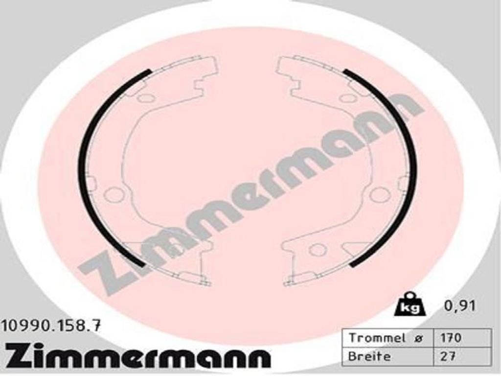 ZIMMERMANN 10990.158.7 Handbremsbeläge für HYUNDAI MATRIX (FC) Handbremse 167mm