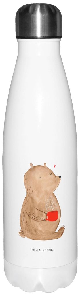 Mr. & Mrs. Panda Trinkflasche Bär Kaffee - Weiß - Geschenk, Bären, trinkflaschen, Coffee, Wasserflasche, Teddy, Guten Morgen, Thermos, Thermo-Tr...