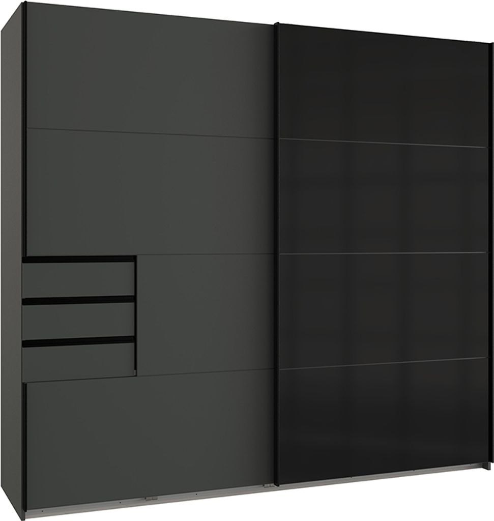 Kleiderschrank BRIXEN-43 mit Schwebetüren in graphit mit schwarz, B/H/T ca. 225/208/65 cm