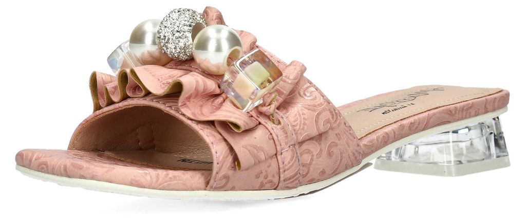 Misstyl by Laura Vita Damen Pantolette Karree Ornament Schmuckperlen MELINA 02, Größe:37 EU, Farbe:Rosa