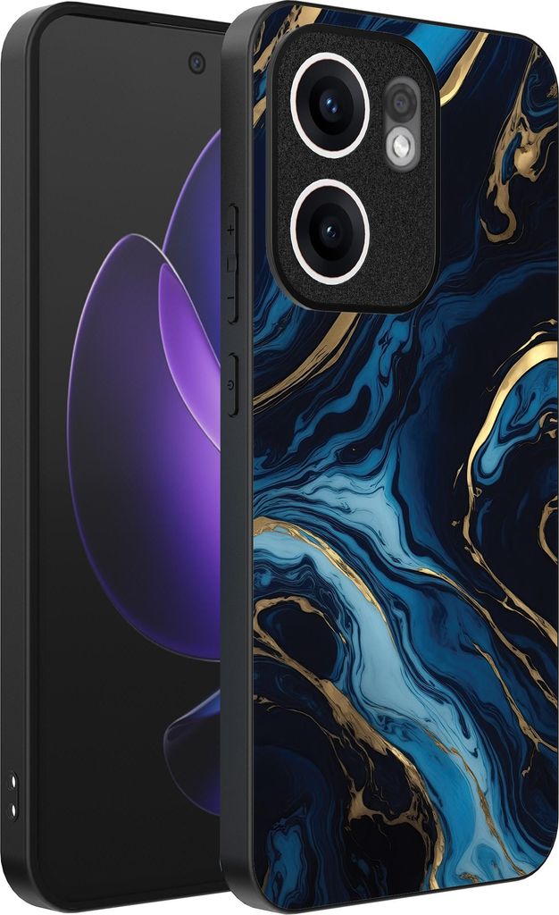 Smartphonica Telefon Fall geeignet für Oppo Reno 13F mit Marmor Druck - TPU zurück Abdeckung Fall Gold blau Marmor Design - Gold Blau
