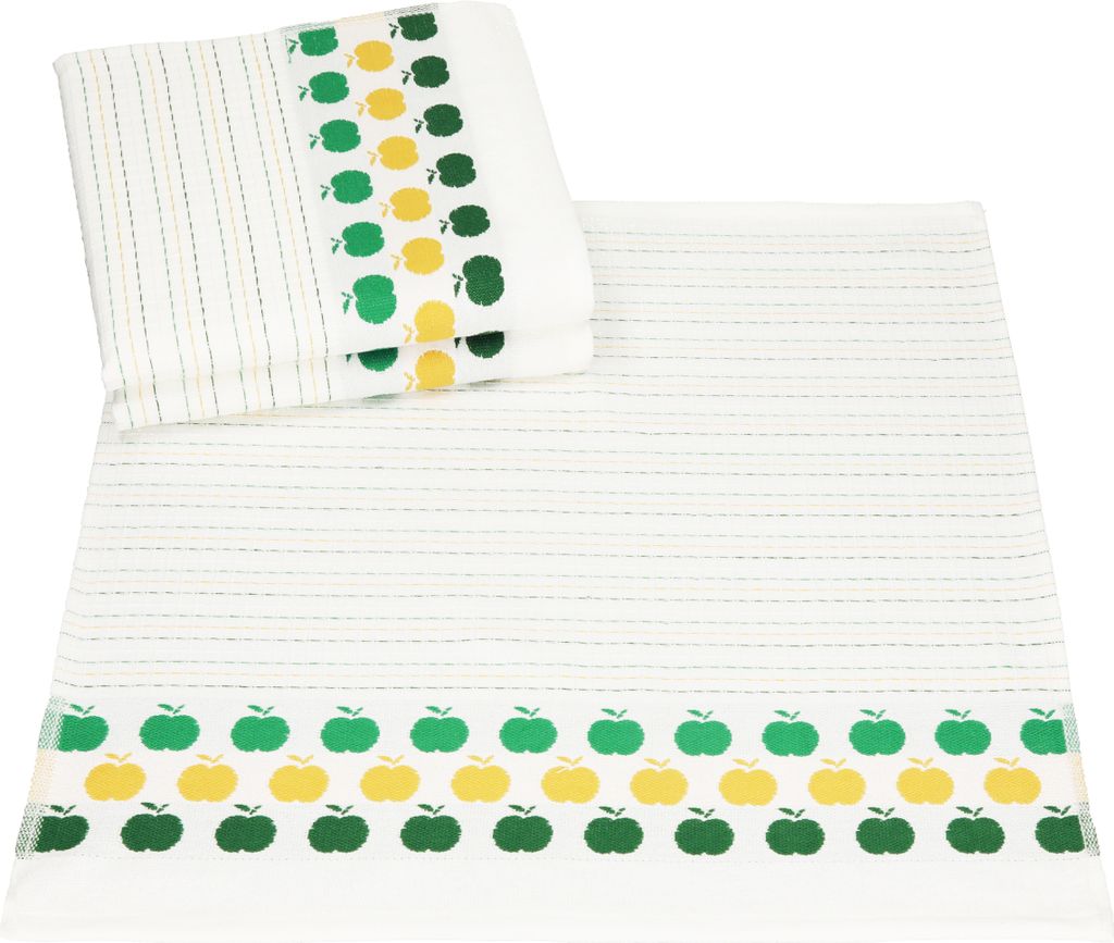 Betz 3 Stück Geschirrtücher Küchenhandtuch Gläsertücher 100% Baumwolle Motiv FRÜCHTE Größe 50 cm x 50 cm Farbe - grün - Apfel