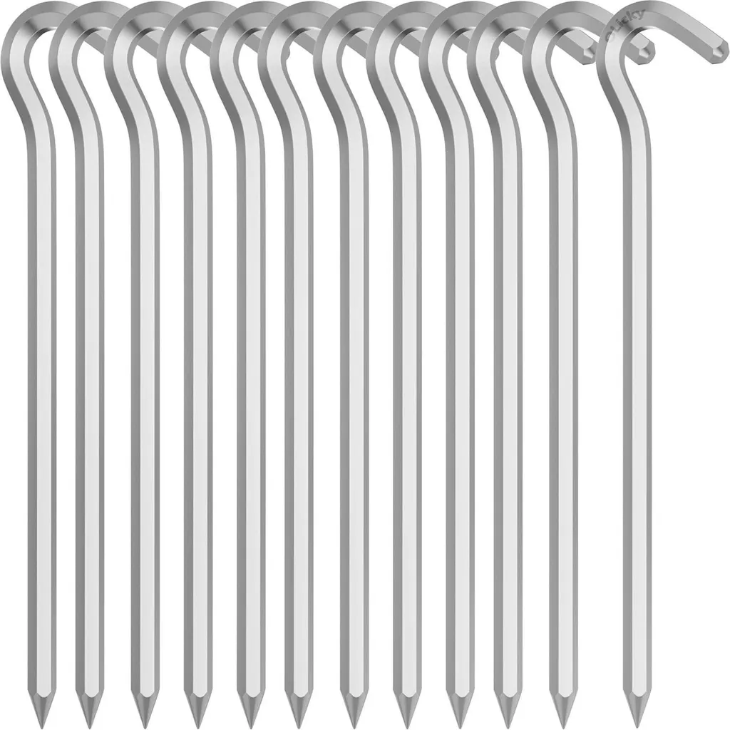 Piquets de Tente 18cm Aluminium Ultralégers Argentés pour Bivouac 12pcs