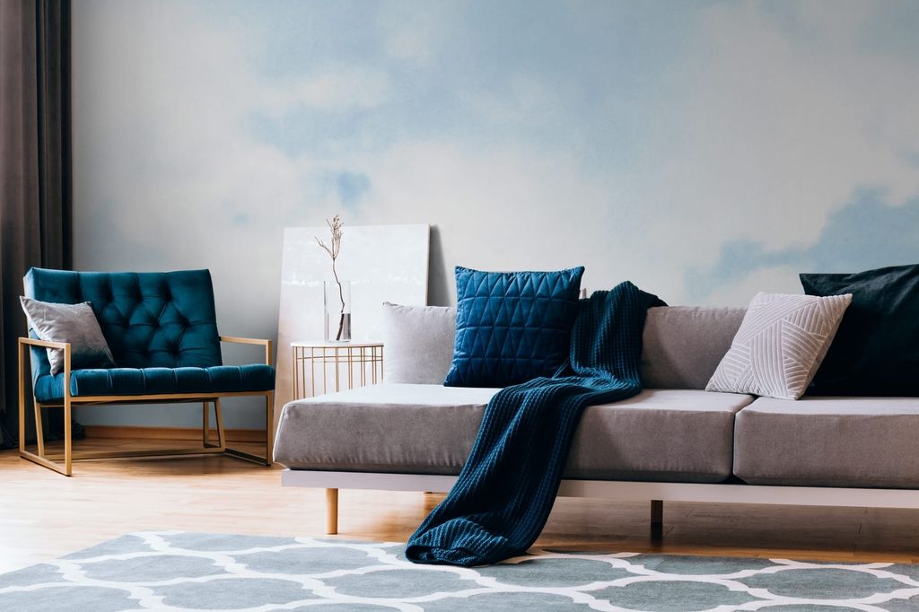 NEWROOM Tapete Blau Vliestapete Himmel - Wandbild Modern Weiß Wolken Tapete 3D Optik Himmel