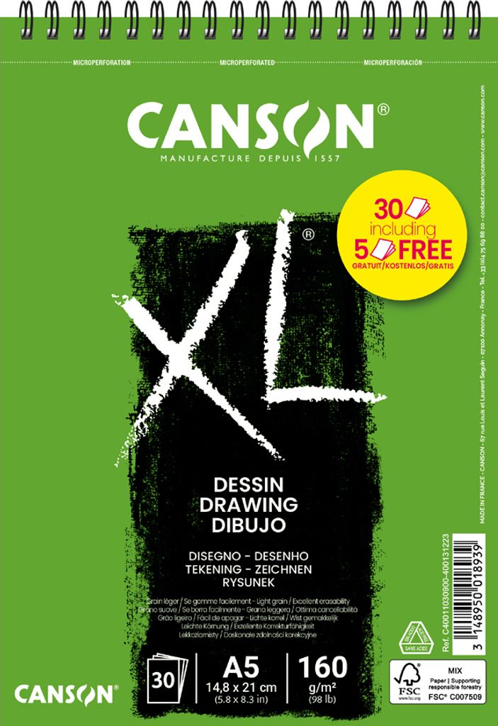 CANSON Skizzen- und Studienblock XL Zeichnen Aktion DIN A5 30 Blatt