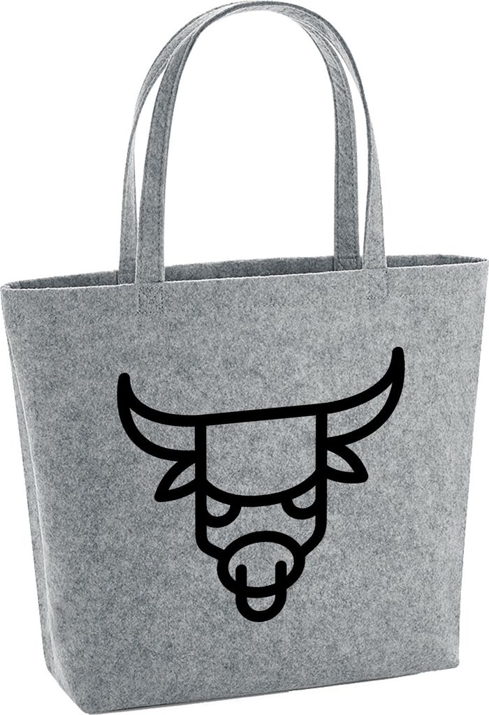 Huuraa Filzshopper Stier Sternzeichen Symbol 22 Liter Grey Melange Filztasche Geschenkidee