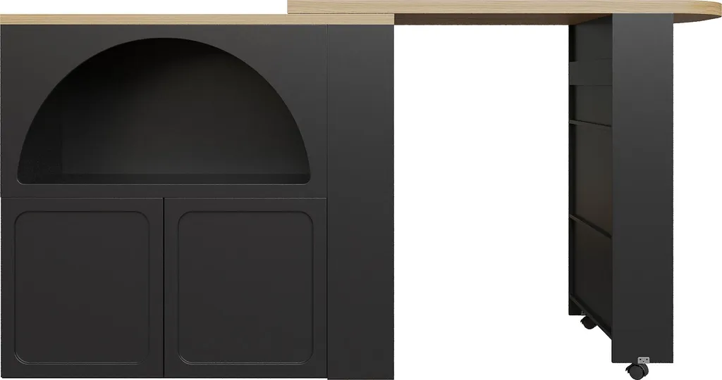 Comptoir de cuisine moderne extensible noir avec éclairage LED et USB - 17