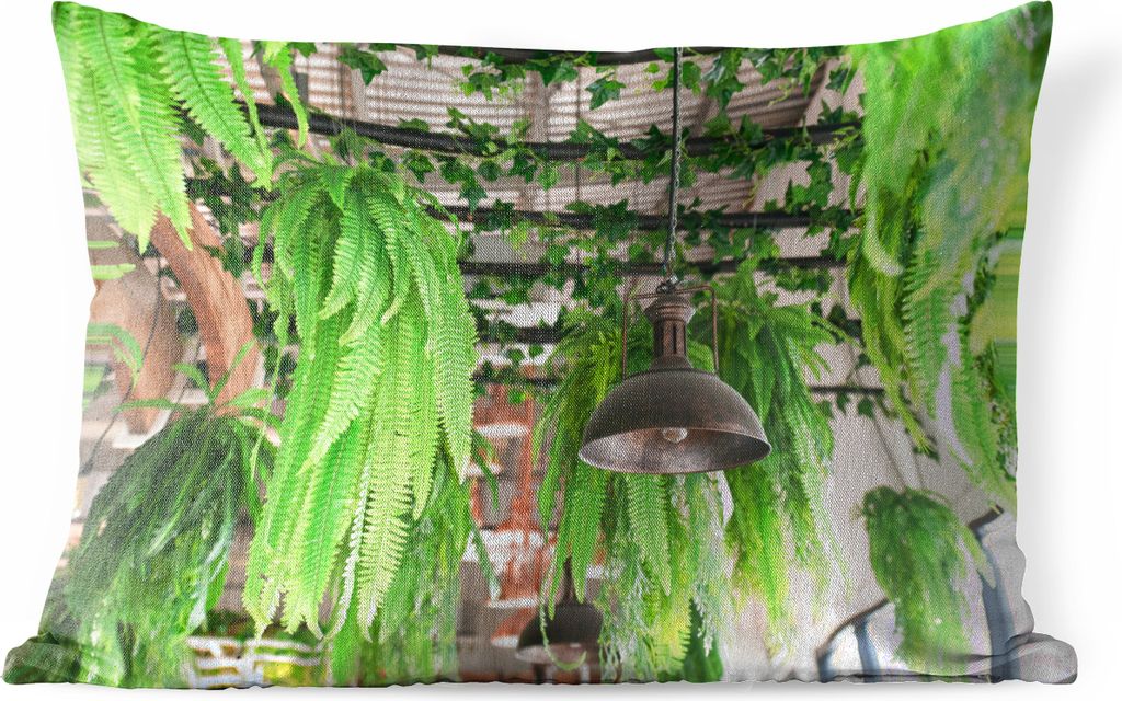 MuchoWow Outdoor Kissen - Lampen und Pflanzen - 50x30 cm - Wetterfest - Lounge Kissen - Sofa kissen - Wohnzimmer Dekoration