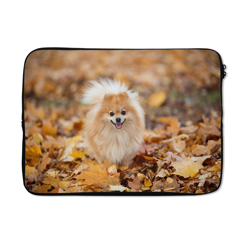 MuchoWow Laptop Hülle 14 ZollPomeranian im Herbst Laptoptasche - Laptoptasche - Stoßsicher - Schutzhaube