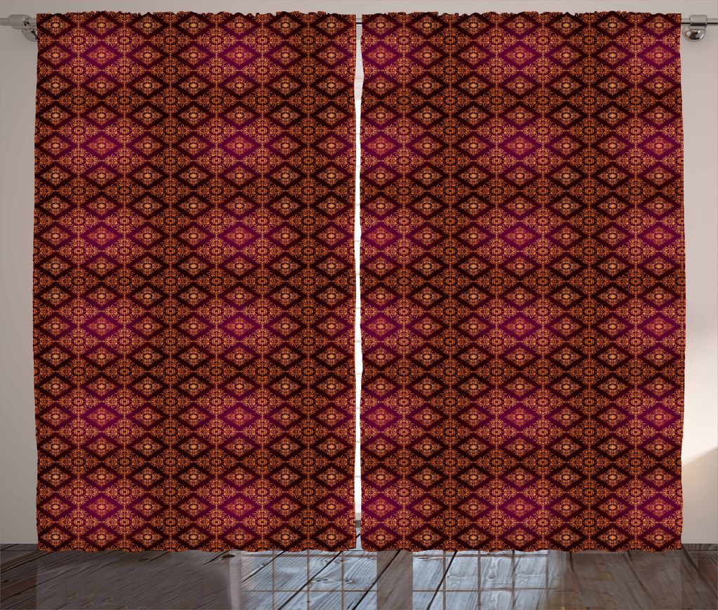 ABAKUHAUS Damast Rustikaler Vorhang, Abstrakter viktorianischer Stil, Wohnzimmer Universalband Gardinen mit Schlaufen und Haken, 280 x 225 cm, Mage...