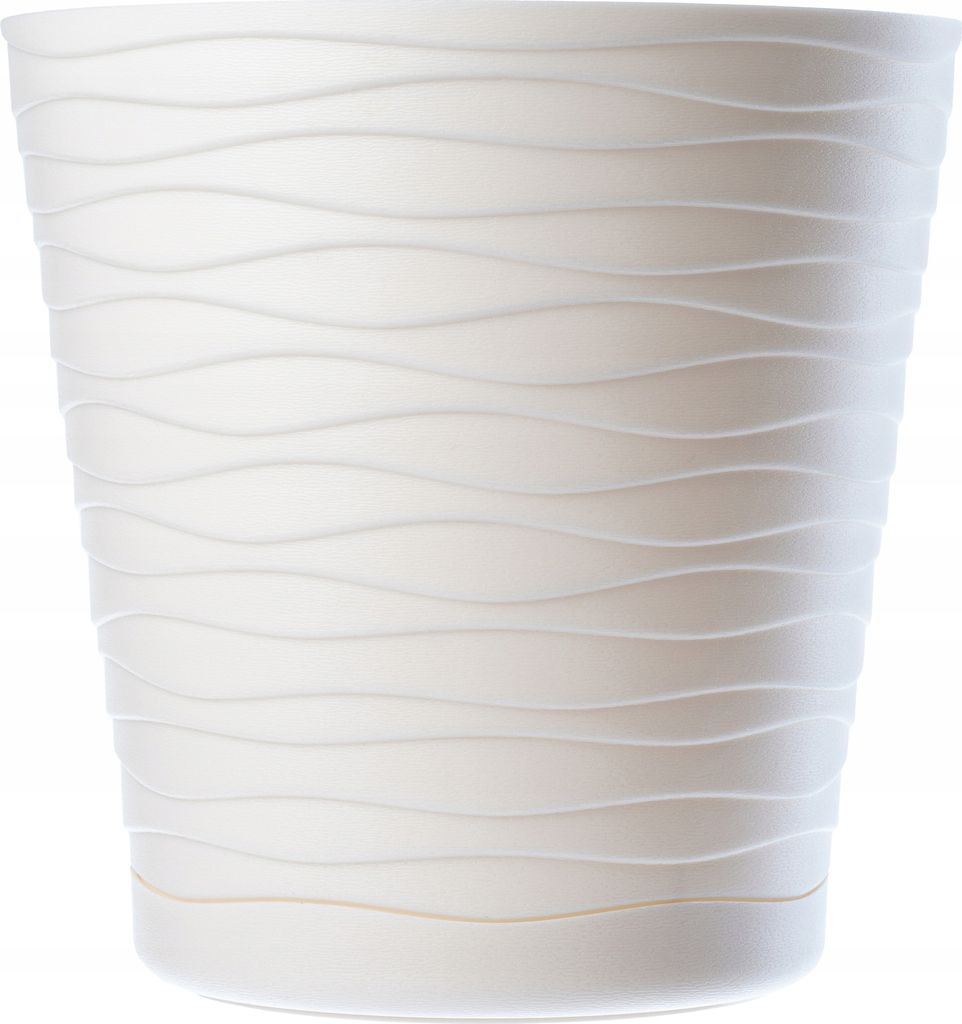 KADAX Blumentopf mit Untersetzer "Greve", Blumenkübel, Pflanztopf aus Kunststoff, Übertopf, rund, 21 cm, Creme