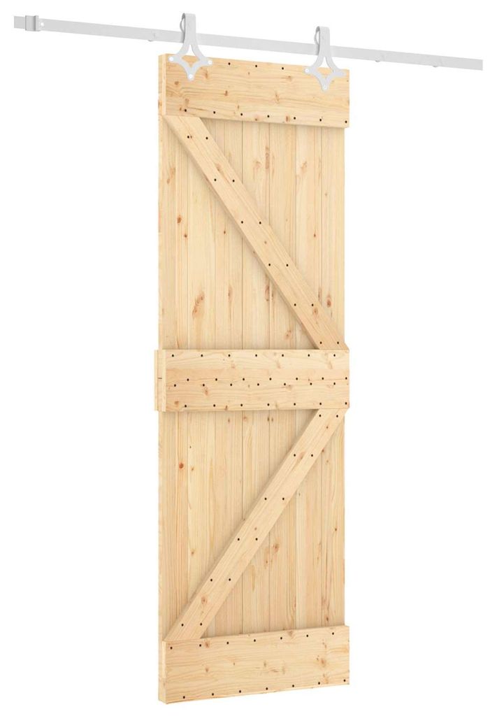 vidaXL Schiebetür Natürlich und Weiß 70 x 210 cm Massivkiefer