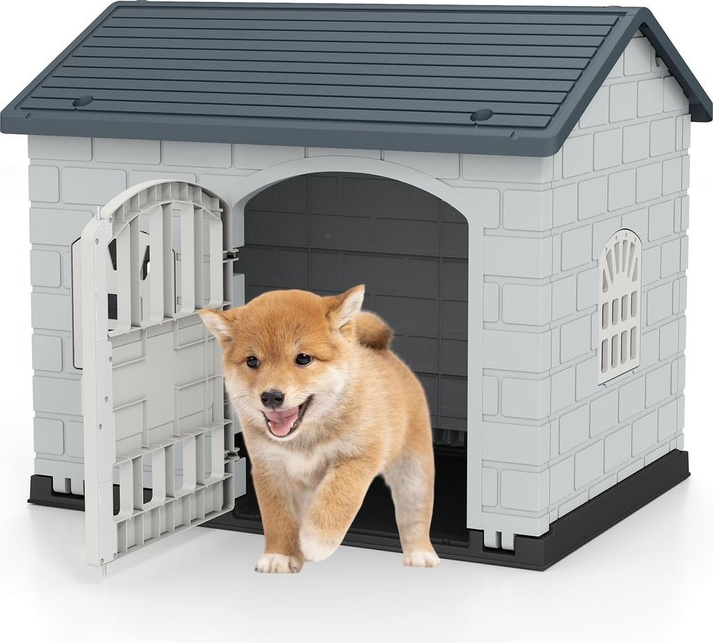 GOPLUS Hundehütte Outdoor, wetterfester Hundekäfig mit Produktbild 