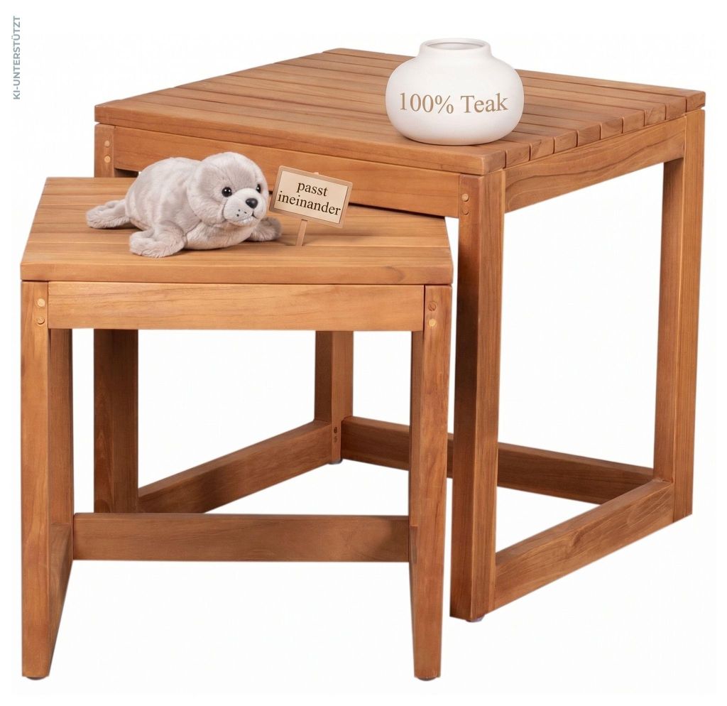Beistelltisch Verwood 2er Set Teakholz massiv Garten Produktbild 