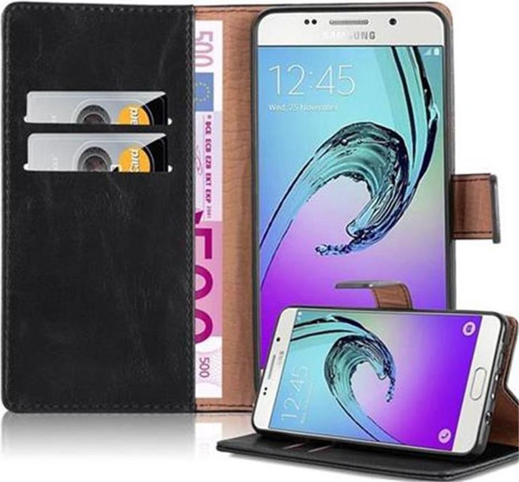 Cadorabo Hülle für Samsung Galaxy A5 2016 Schutzhülle in Schwarz Handyhülle Book Tasche Case Etui Luxury