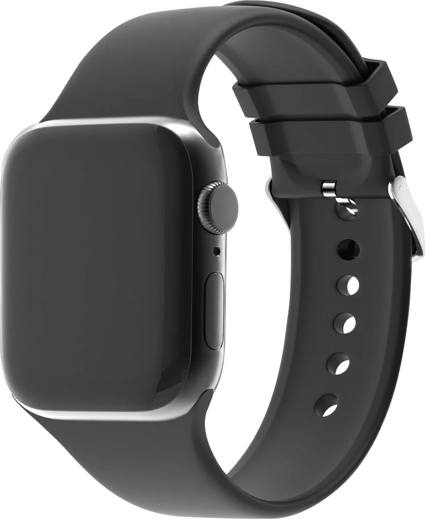 Strap-it Apple Watch Silikon-Schnallenarmband (Schwarz)