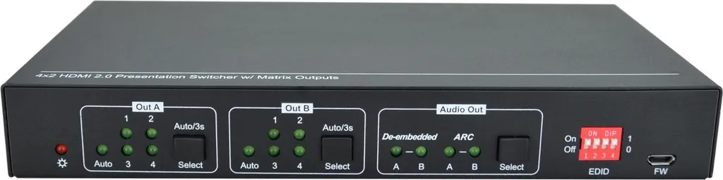 Commutateur HDMI 4x2 Scaling 7,5W Vivolink VLHDMIMAT4X2RS Efficace