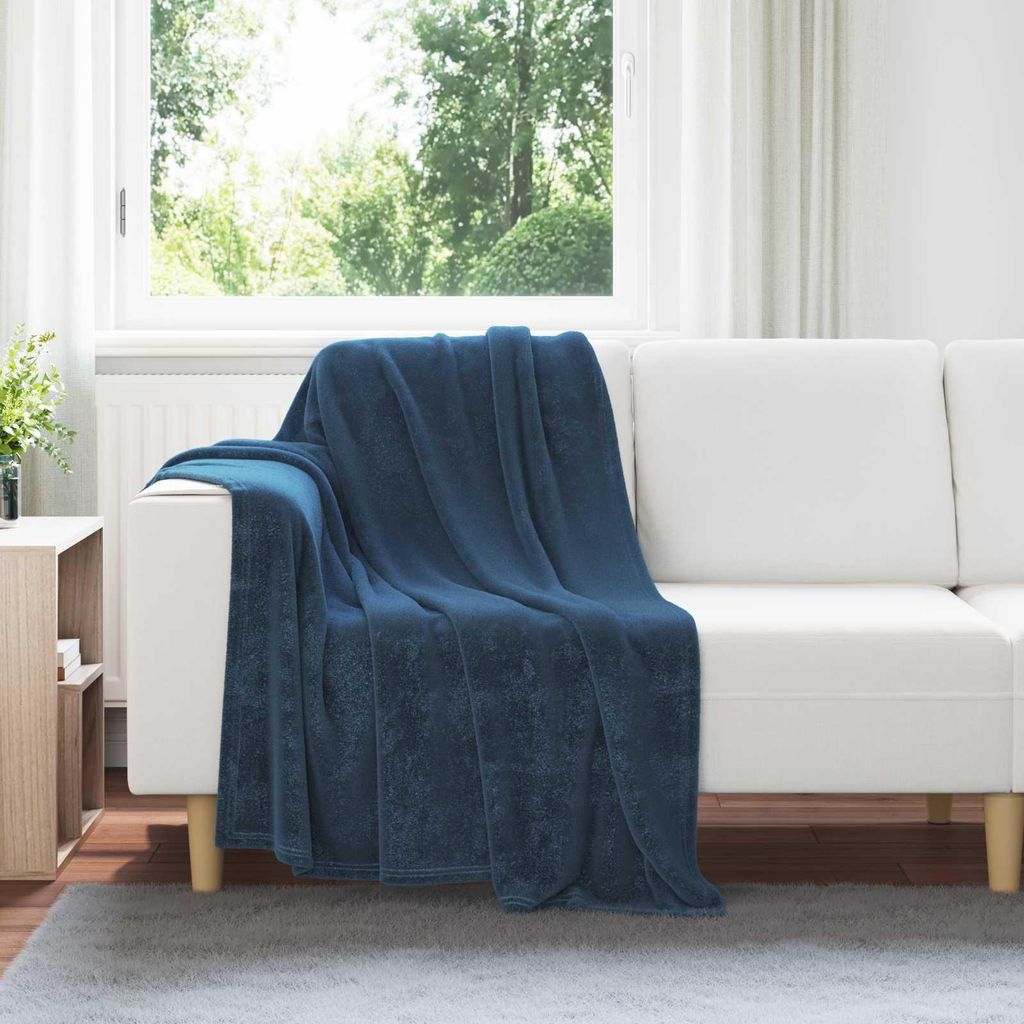 "Schlussverkauf" Fleece-Decke - Überwurfdecke - Vielseitige Anwendung - Marineblau 130x150 cm Fleece C8702