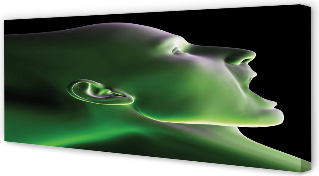 Leinwandbild 125x50 Wandkunst Der Kopf Mann grünes Licht