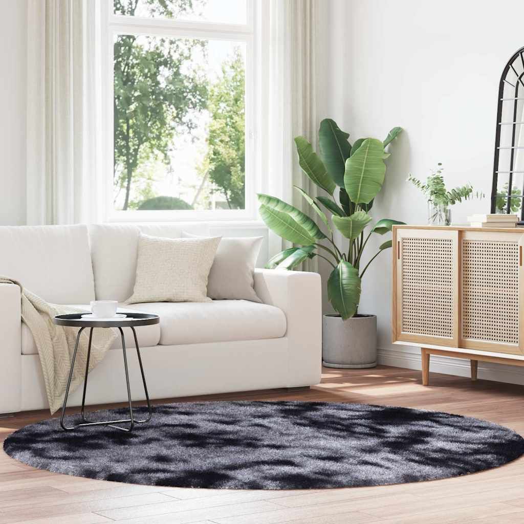 (Design 2026)Teppich Wohnzimmer - Modern Stil - Shaggy Hochflor NAVARRA Dunkelgrau 200x200cm Polyester DE408099 - Designerteppiche