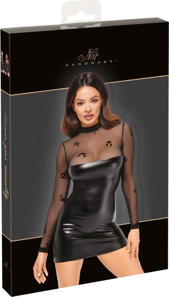 Schwarzes Kleid Libido Exclusive figurbetont mit Stehkragen, Keyhole-Ausschnitt und Reißverschluss