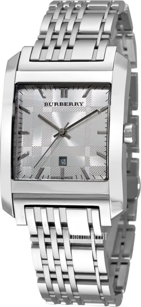 Montre de luxe Burberry BU1567 boîtier rectangulaire cadran silver homme
