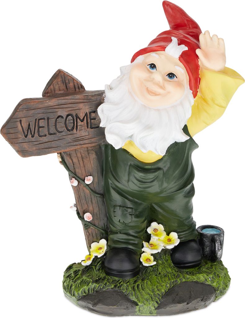 Relaxdays Gartenzwerg, Welcome, Garten & Haustür, Produktbild 