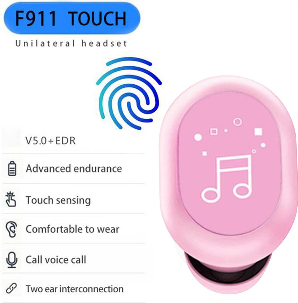 Einseitiges kabelloses BT-Headset, In-Ear-Ohrhörer mit Touch-Steuerung, BT 5.0, 3 Stunden Spielzeit, IPX4, Dual-Ohr-Verbindung, 8 mm dynamischer T...