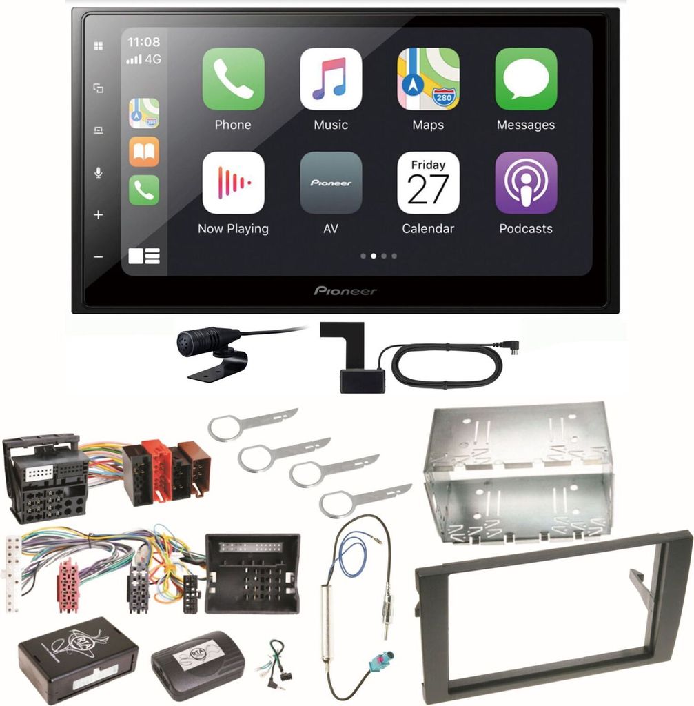 Pioneer SPH-DA250DAB Bluetooth USB DAB+ Einbauset für Audi A4 B6 B7 Seat Exeo