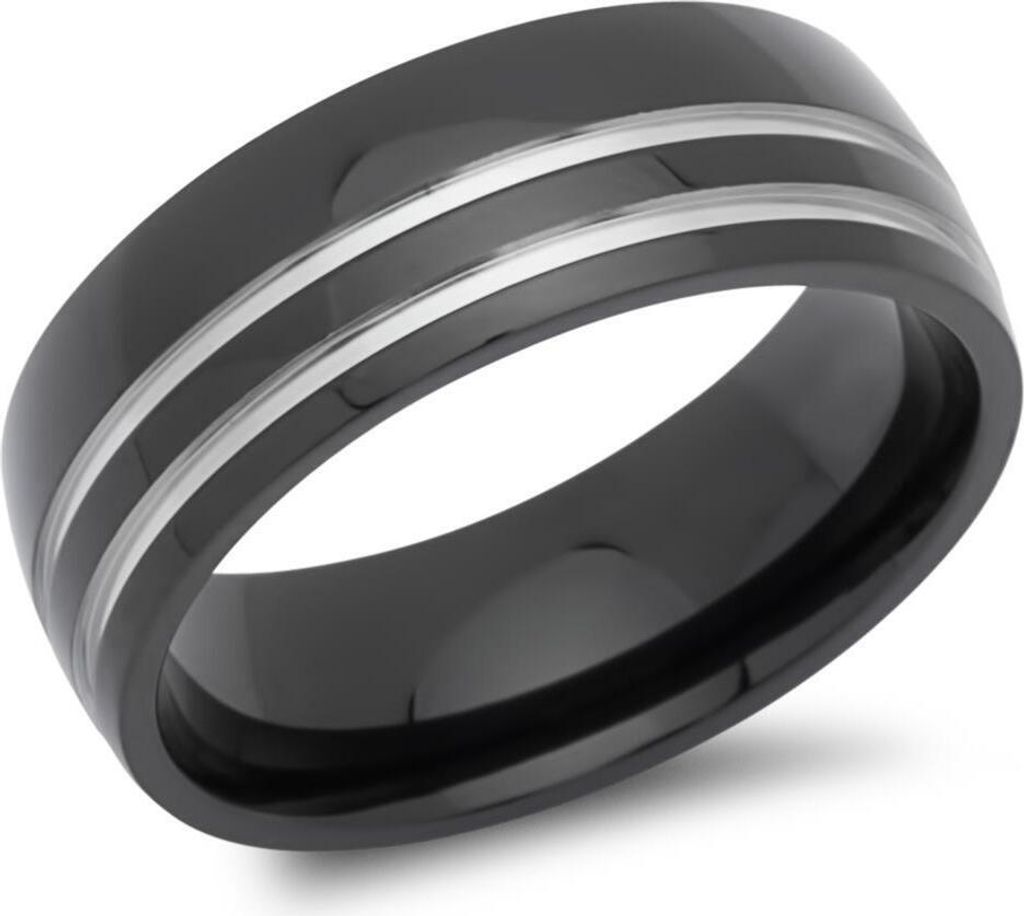 Geschwärzter Unique Edelstahlring 8mm Glanzrillen R9192