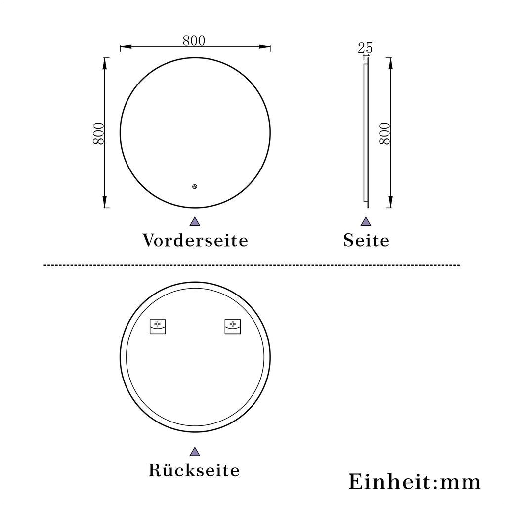 LED Badspiegel Rund 80cm mit Beleuchtung Badezimmerspiegel Produktbild 7