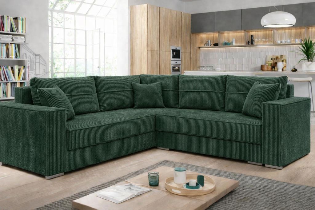 Couchgarnitur Ecksofa Sofa Sofagarnitur PARIS Cord Stoff Produktbild 