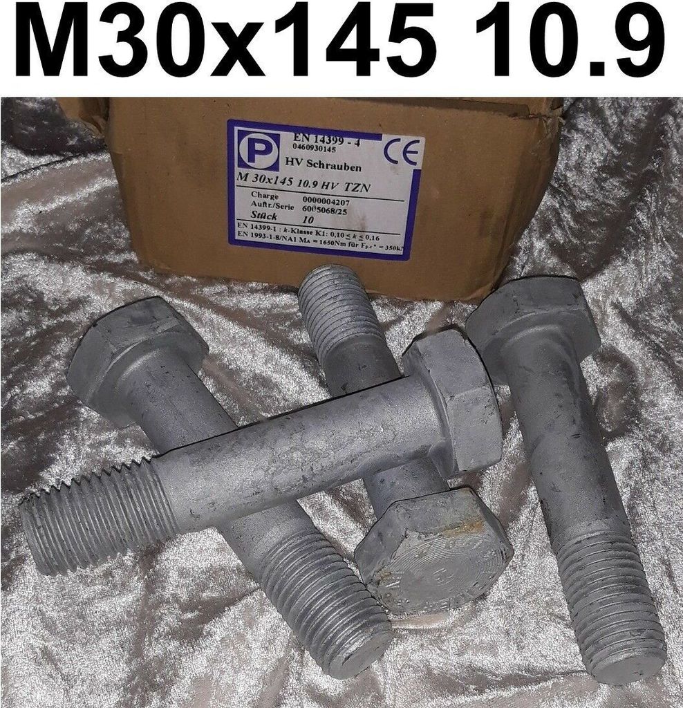 XXL Sechskantschraube M30x145 10.9 DIN EN 14399-4 Peiner HV feuerverzinkt TZN Schraube