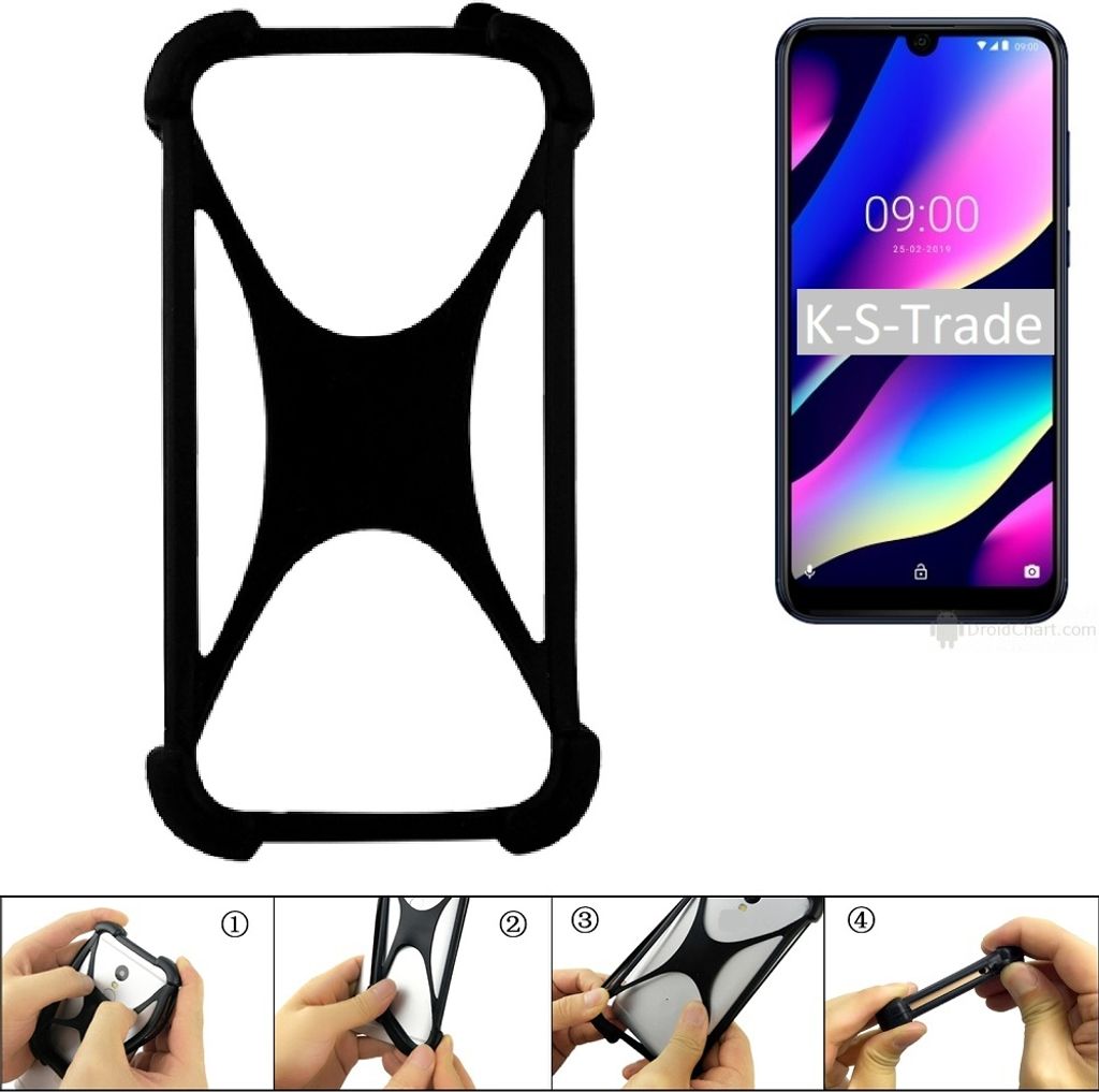 K-S-Trade Handy-Hülle Schutz-Hülle kompatibel mit Wiko View 3 Lite Silikon Bumper TPU Softcase Smartphone Stoßschutz, schwarz