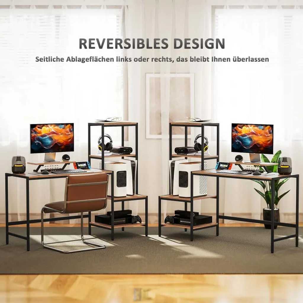 Bureau stable grande surface de travail 150 cm style industriel brun