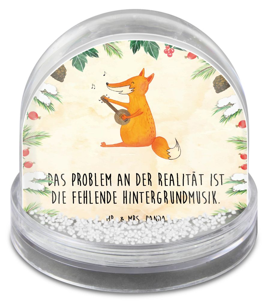 Mr. & Mrs. Panda Schneekugel Weihnachten Fuchs Gitarre - Naturpapier - Geschenk, Optimistisch, Singen, Musik, Sänger, schnee kugel, Weihnachts, de...